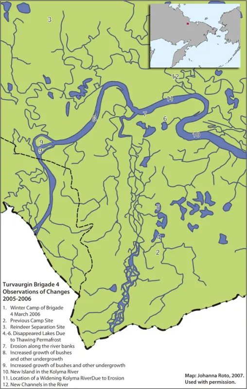 Map of the Turvaurgin Brigade 4 Observations of Changes, 2005-2006