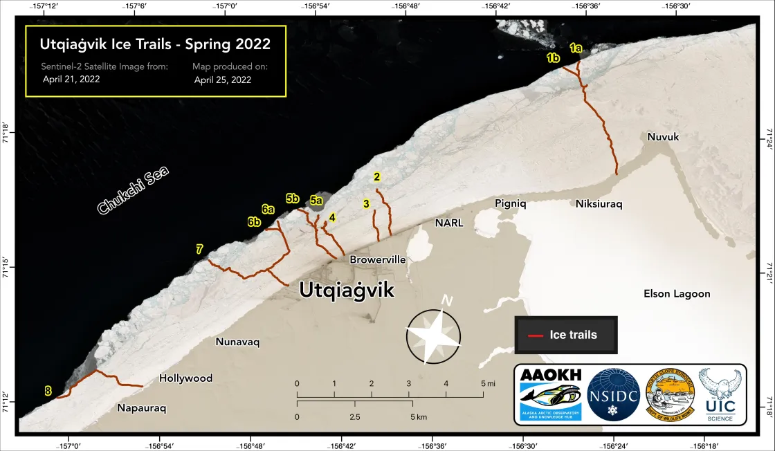 Utqiaġvik ice trails map 2022