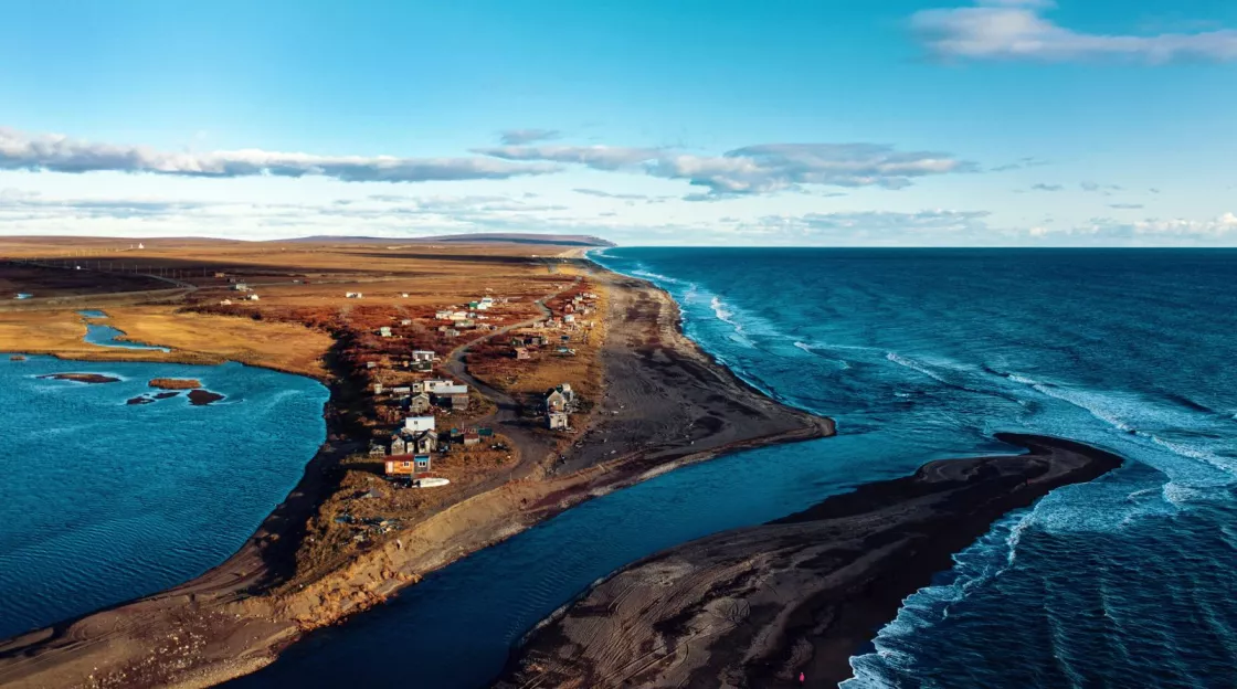 The Nome River enters the Bering Sea