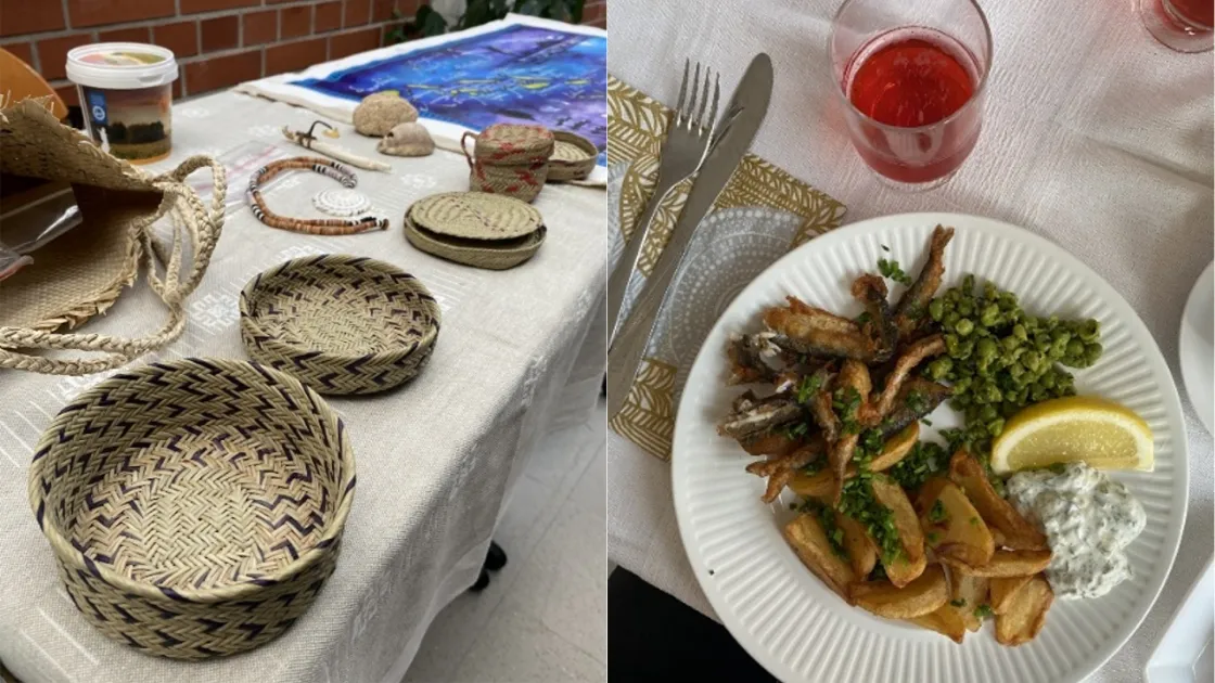 baskets and plate of food