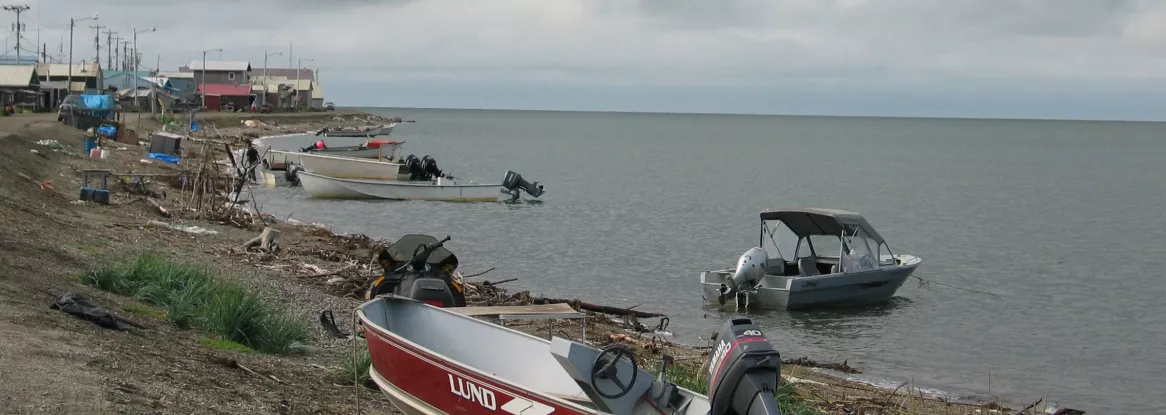 Boats just off Kotzebue's Front Street beach