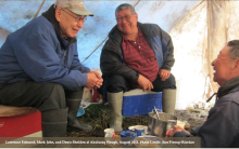 Lawrence Edmund, Mark John, and Denis Sheldon at Akuluraq Slough, August 2011.