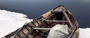 Whaling boat resting on shore